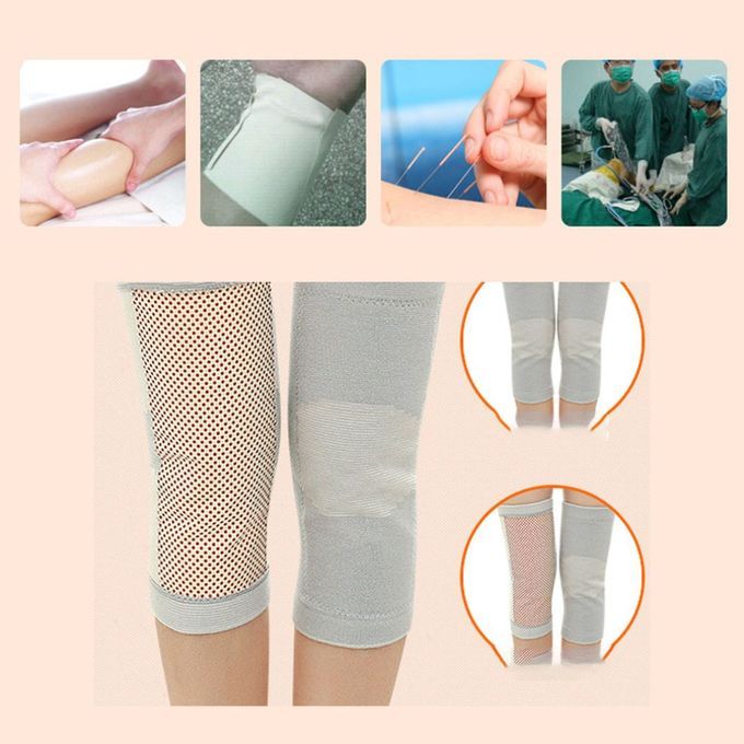 Knee Pads Velvet Warm Sports Knitted Self-heating Knee Pads Warm Bamboo Charcoal Elderly Knee Pads Mountaineering Supplies Grey