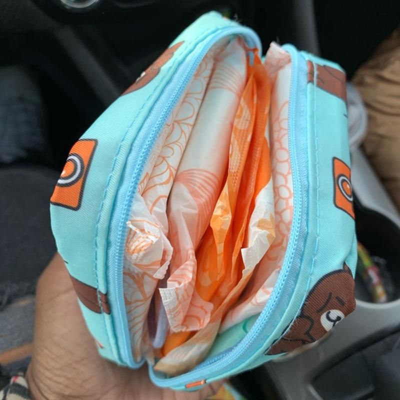 1PCS Mini Makeup Bags Zipper Girl Sanitary Pad Bag Card Holder Coin Purse Cosmetics Headphone Case Sanitary Pouch Pink
