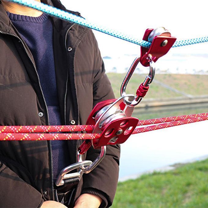 2x Gold Large 32KN Tree Arborist Climbing Caving   Double Mobile Gold