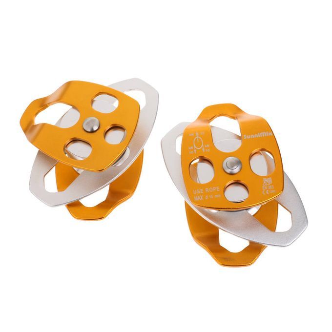 2x Gold Large 32KN Tree Arborist Climbing Caving   Double Mobile Gold