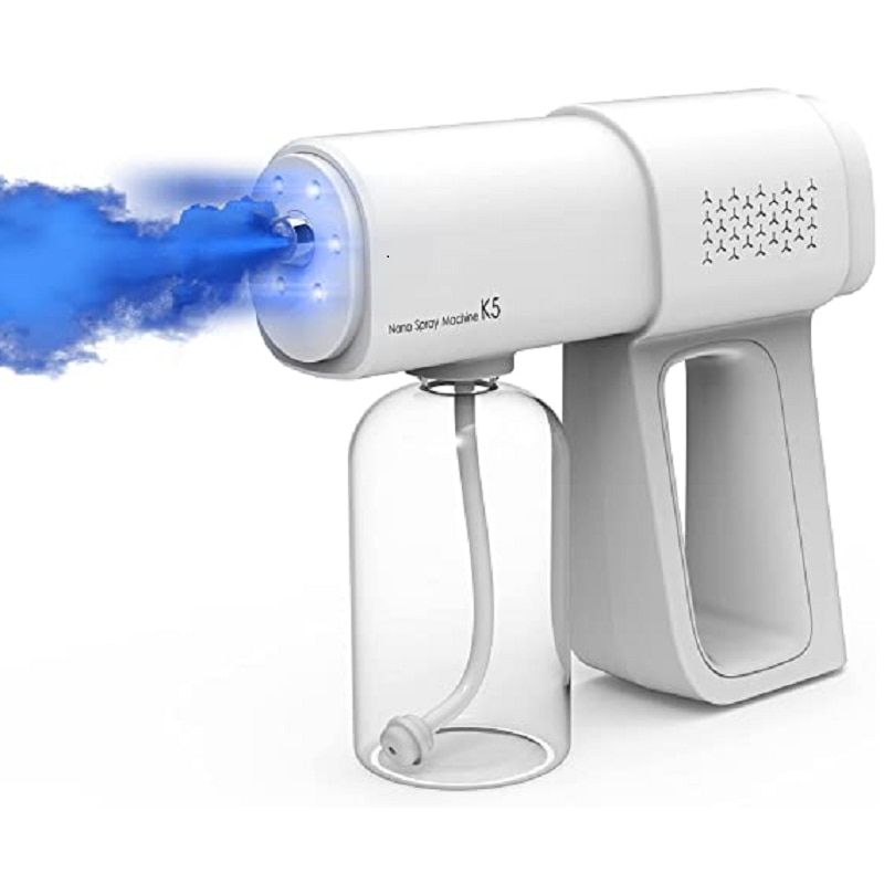 380ML Electric Nano Blue Light Steam Spray Wireless Foing Disinfection Sprayer Gun Type-C Atomization Sanitizer Machine K5 White
