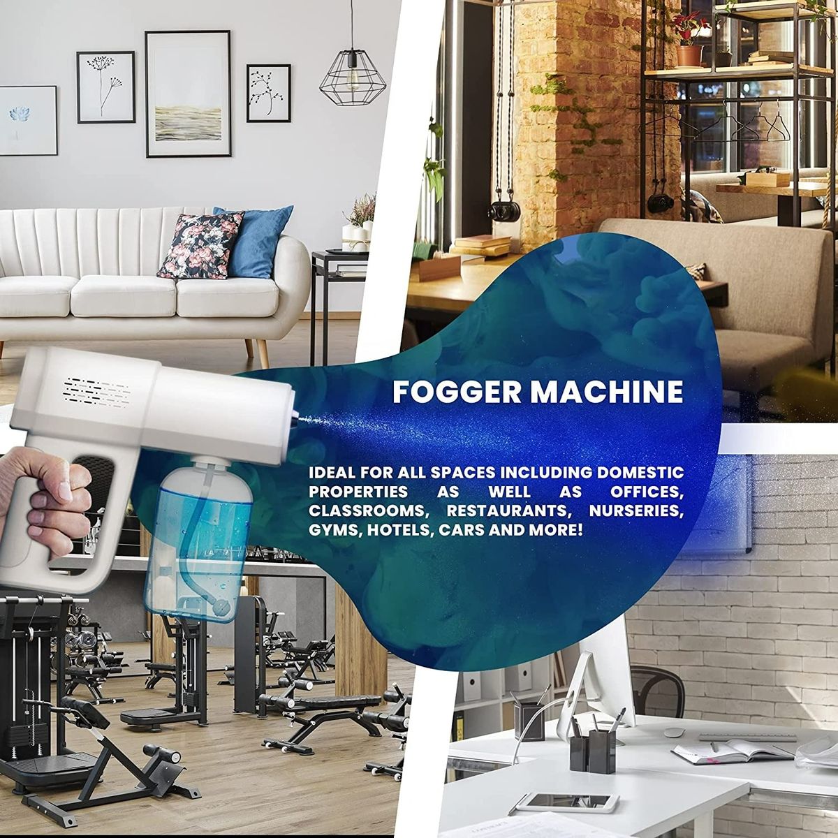 380ML Electric Nano Blue Light Steam Spray Wireless Foing Disinfection Sprayer Gun Type-C Atomization Sanitizer Machine K5 White