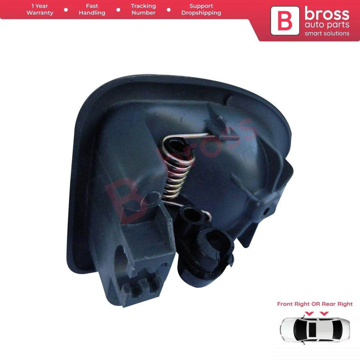 Bross Auto BDP103 Interior Inner Door Handle Opener GRAY Front OR Rear Right Door 8200028995  For Renault Megane 1 1995-2002