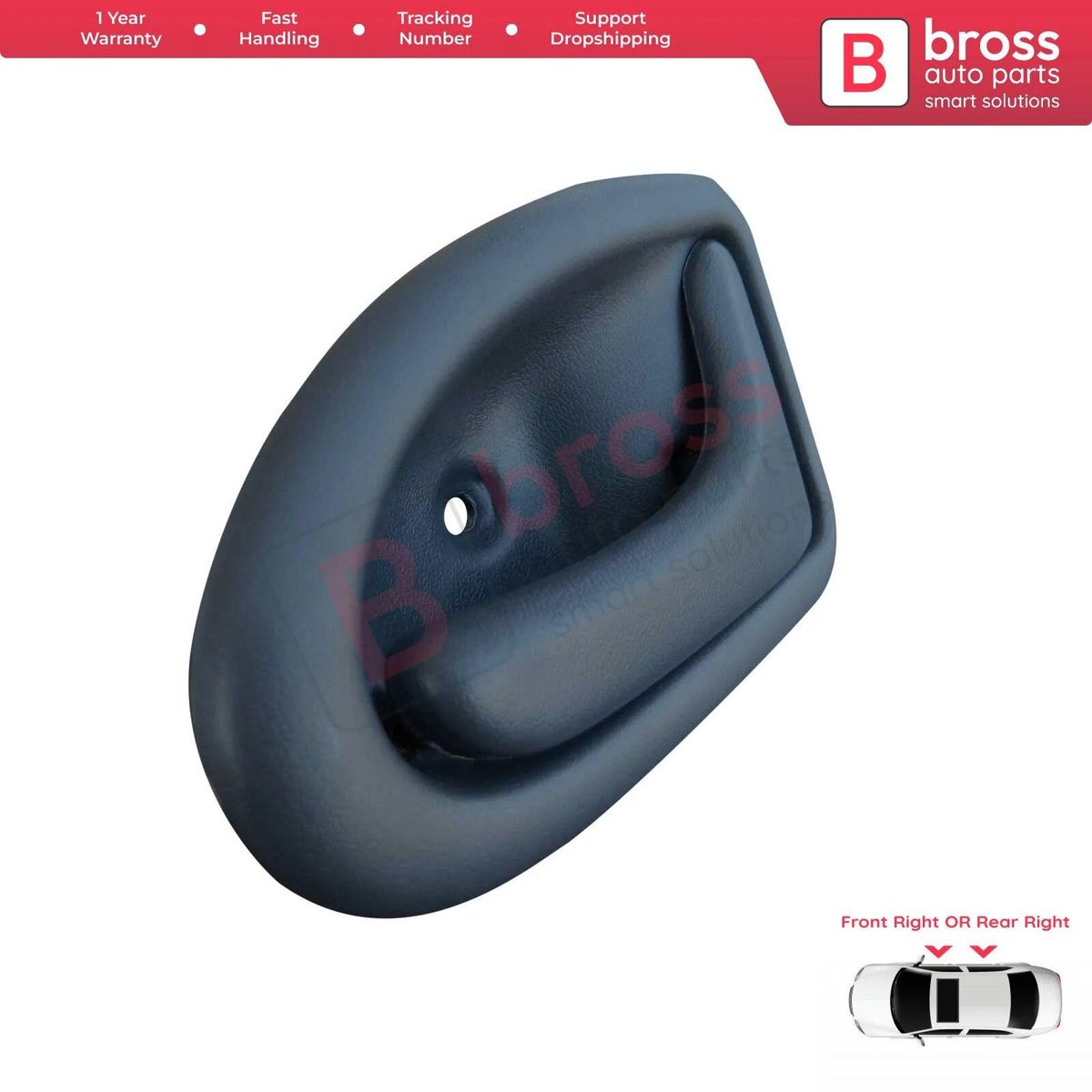 Bross Auto BDP103 Interior Inner Door Handle Opener GRAY Front OR Rear Right Door 8200028995  For Renault Megane 1 1995-2002