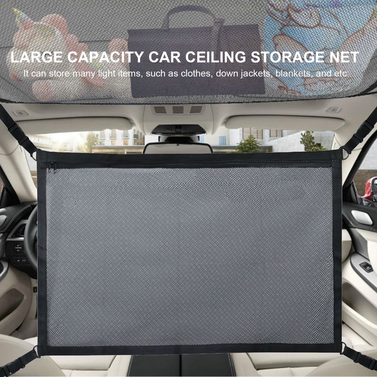 Car Ceiling Storage Net Ceiling Cargo Net Pocket Car Roof