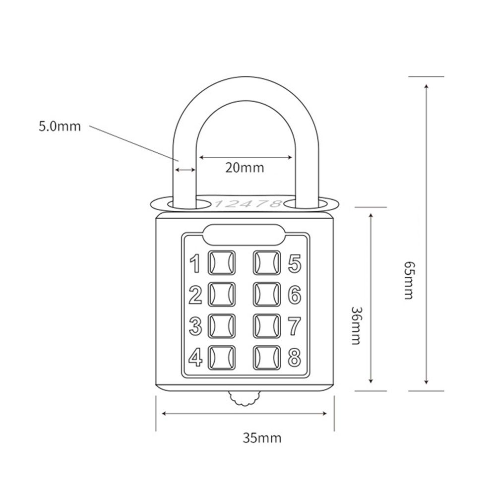 Padlock For Locker Combination Thick Push Button Lock With 8 Digits Combination Zinc Alloy Body