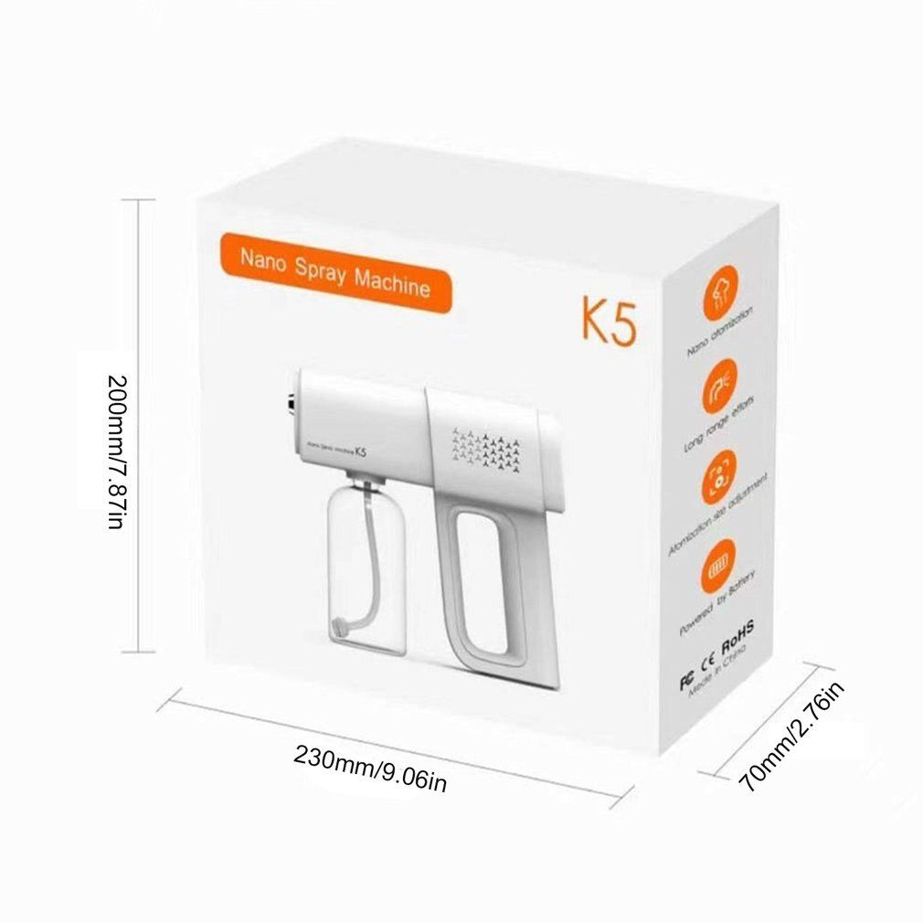 K5 380ml Hand-held Atomizer Spray Gun Nano Mist Sprayer Santitizer Machine Cordless Electric Foer For Office Garden Sprayer