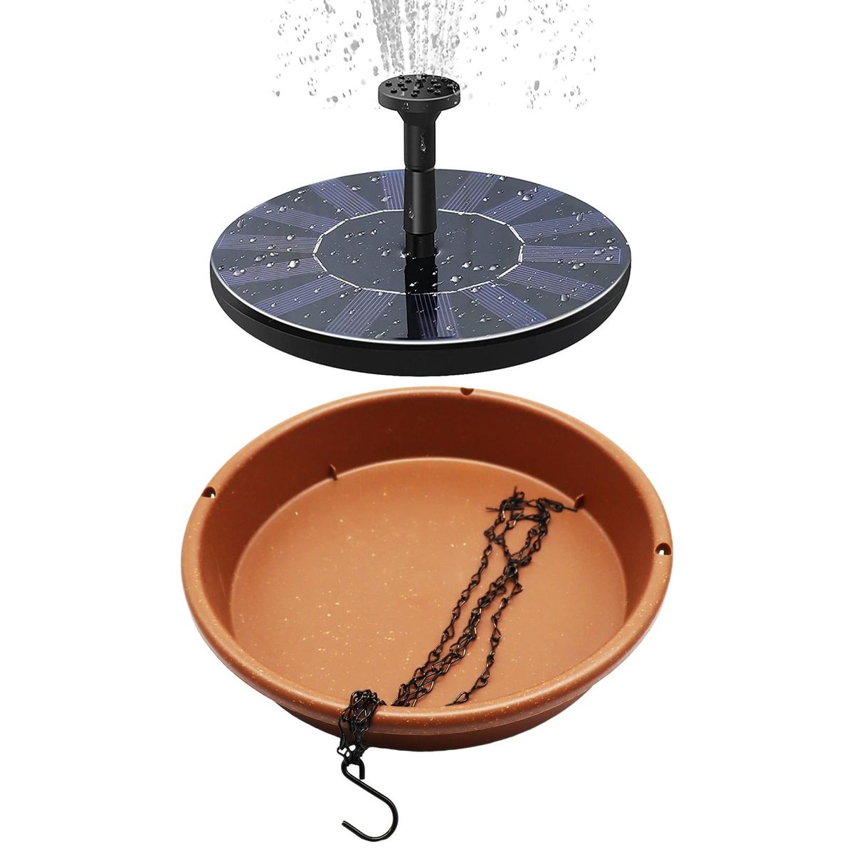 Bird Water Dispenser Pedestal Bird Bath Fountain Brown