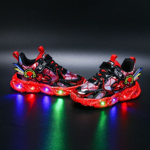 Children's Sports Shoes [Autumn And Winter*With Lights*Leather]-Red Plus Velvet