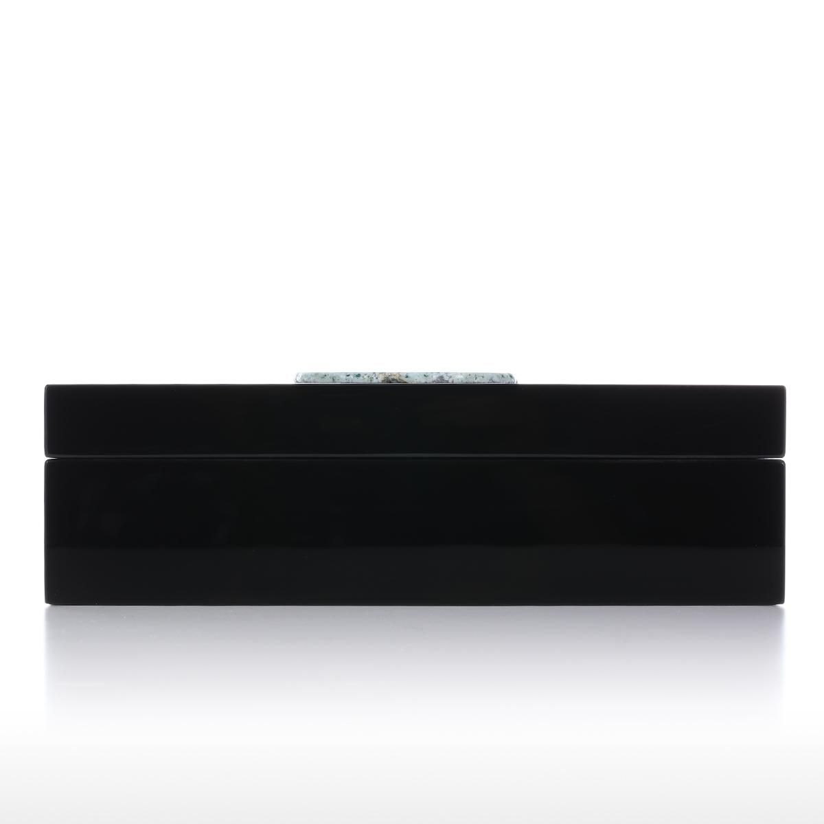 Rectangular Jewelry Box (Agate in Primitive Color) Wooden Ring Necklace Storage Box Birthday Gifts for Women Black Velvet