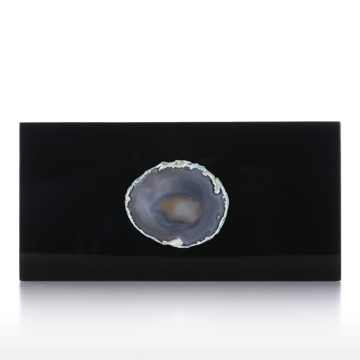Rectangular Jewelry Box (Agate in Primitive Color) Wooden Ring Necklace Storage Box Birthday Gifts for Women Black Velvet
