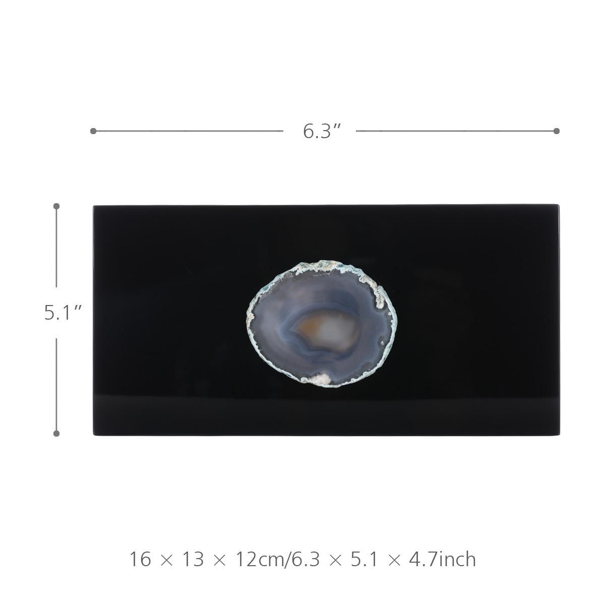 Rectangular Jewelry Box (Agate in Primitive Color) Wooden Ring Necklace Storage Box Birthday Gifts for Women Black Velvet