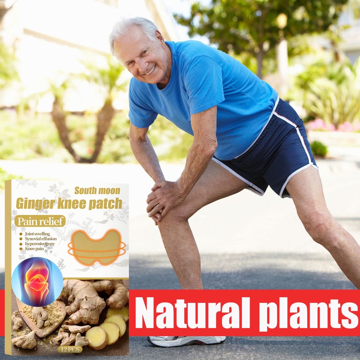 SOUTH MOON 12Pcs/Box Ginger Knee Patches Pain Relief Joint