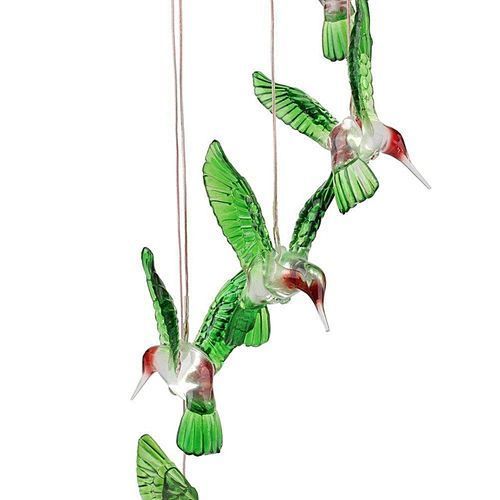 Fashion Wind Chime LED Light Solar Changing Color Hummingbird Hanging Decoration