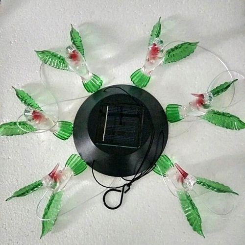 Fashion Wind Chime LED Light Solar Changing Color Hummingbird Hanging Decoration