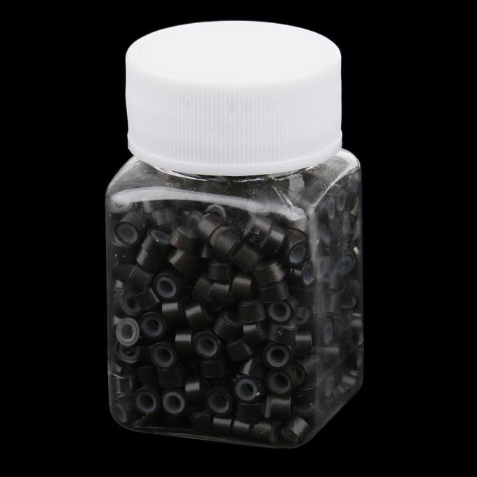 500pcs/Set Silicone Hair Extension Micro Rings Lined Nano Beads Brown