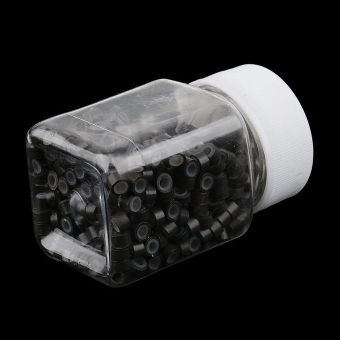 500pcs/Set Silicone Hair Extension Micro Rings Lined Nano Beads Brown