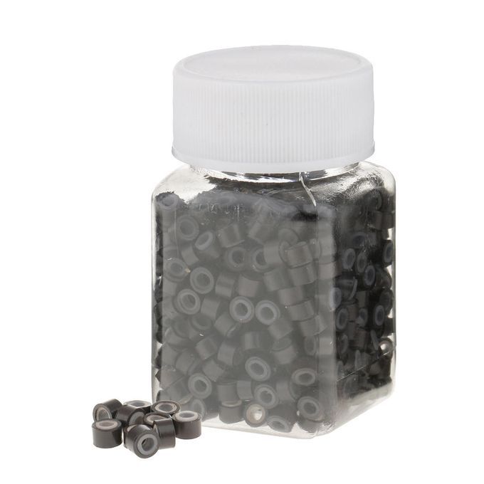 500pcs/Set Silicone Hair Extension Micro Rings Lined Nano Beads Brown