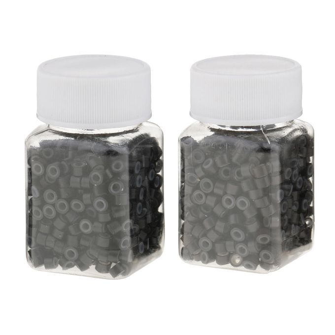 500pcs/Set Silicone Hair Extension Micro Rings Lined Nano Beads Brown