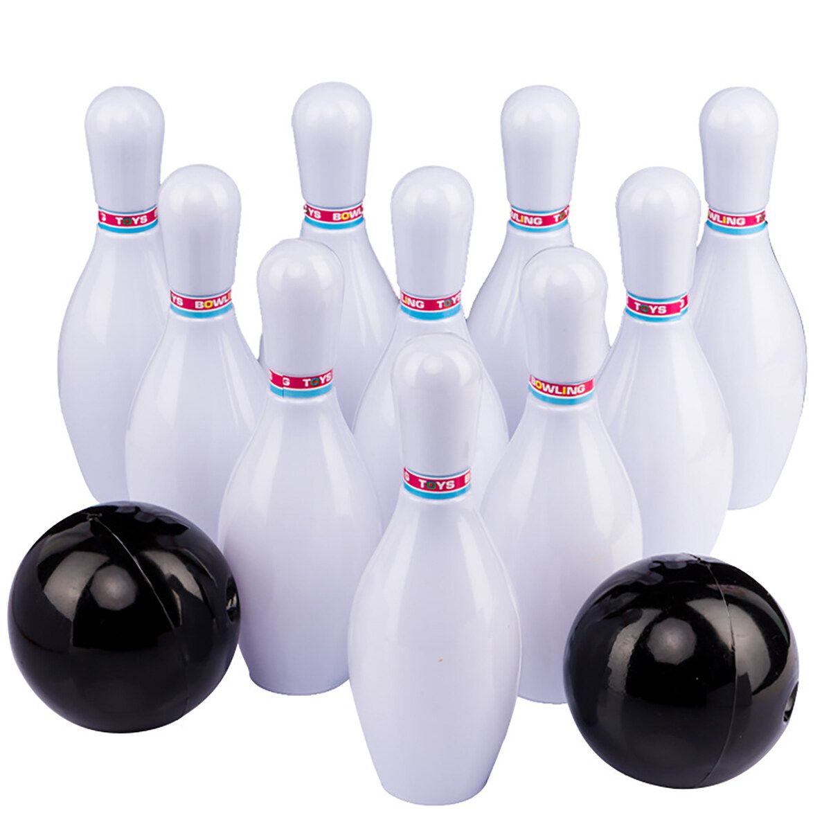 Kids Bowling Play Set 10 Bowling Pins + 2 Bowling Balls Interactive Toy Indoor