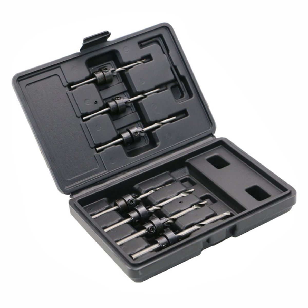 7Pcs Tapered Countersink Drill Bits + Wrench Set Hole Depth