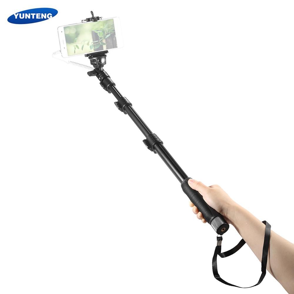 YUNTENG YT-1188 Wired Extendable Selfie Stick Pole Monopod Self-Timer Rod 1/4 Inch Screw 38cm-128cm Adjustable Length with Phone Holder