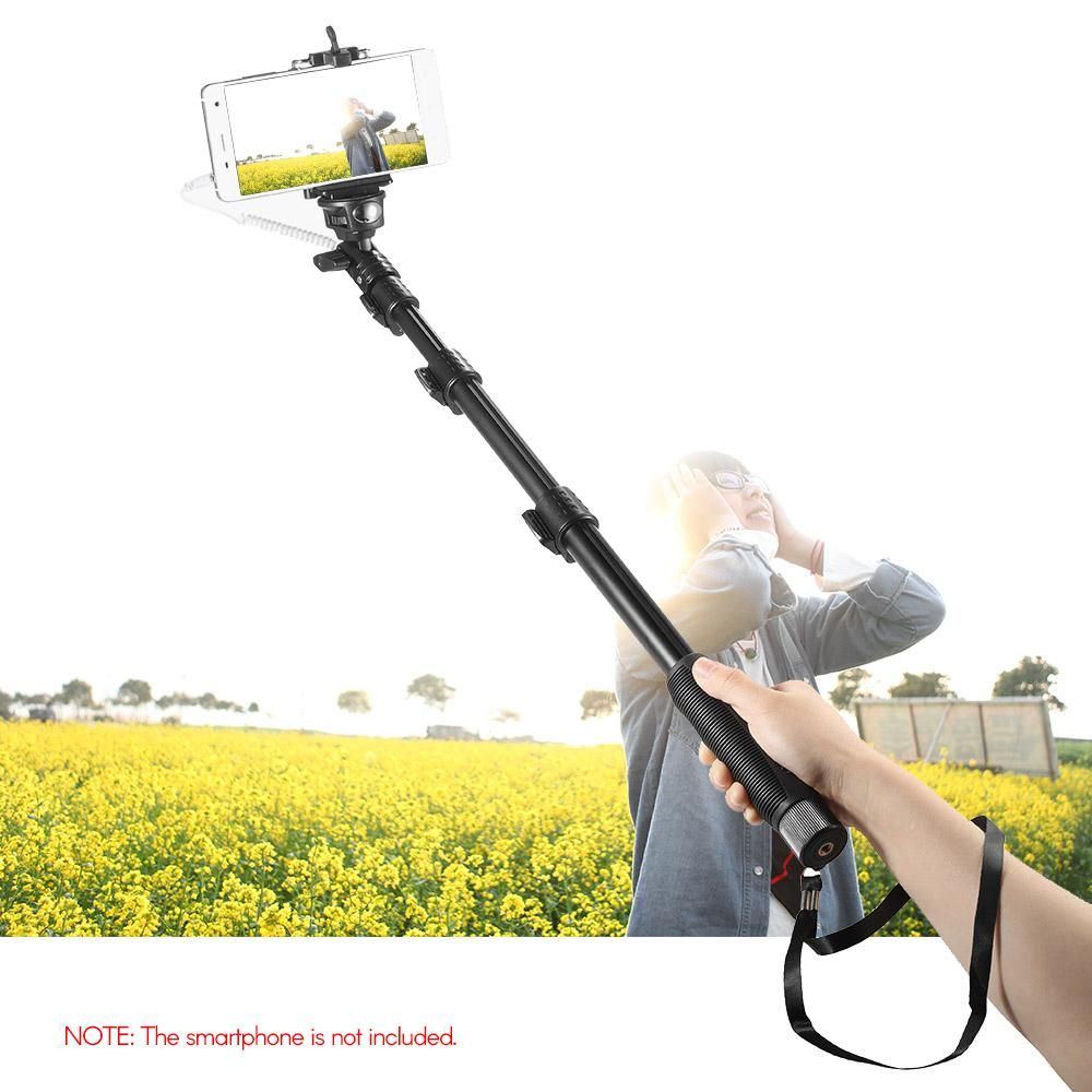 YUNTENG YT-1188 Wired Extendable Selfie Stick Pole Monopod Self-Timer Rod 1/4 Inch Screw 38cm-128cm Adjustable Length with Phone Holder