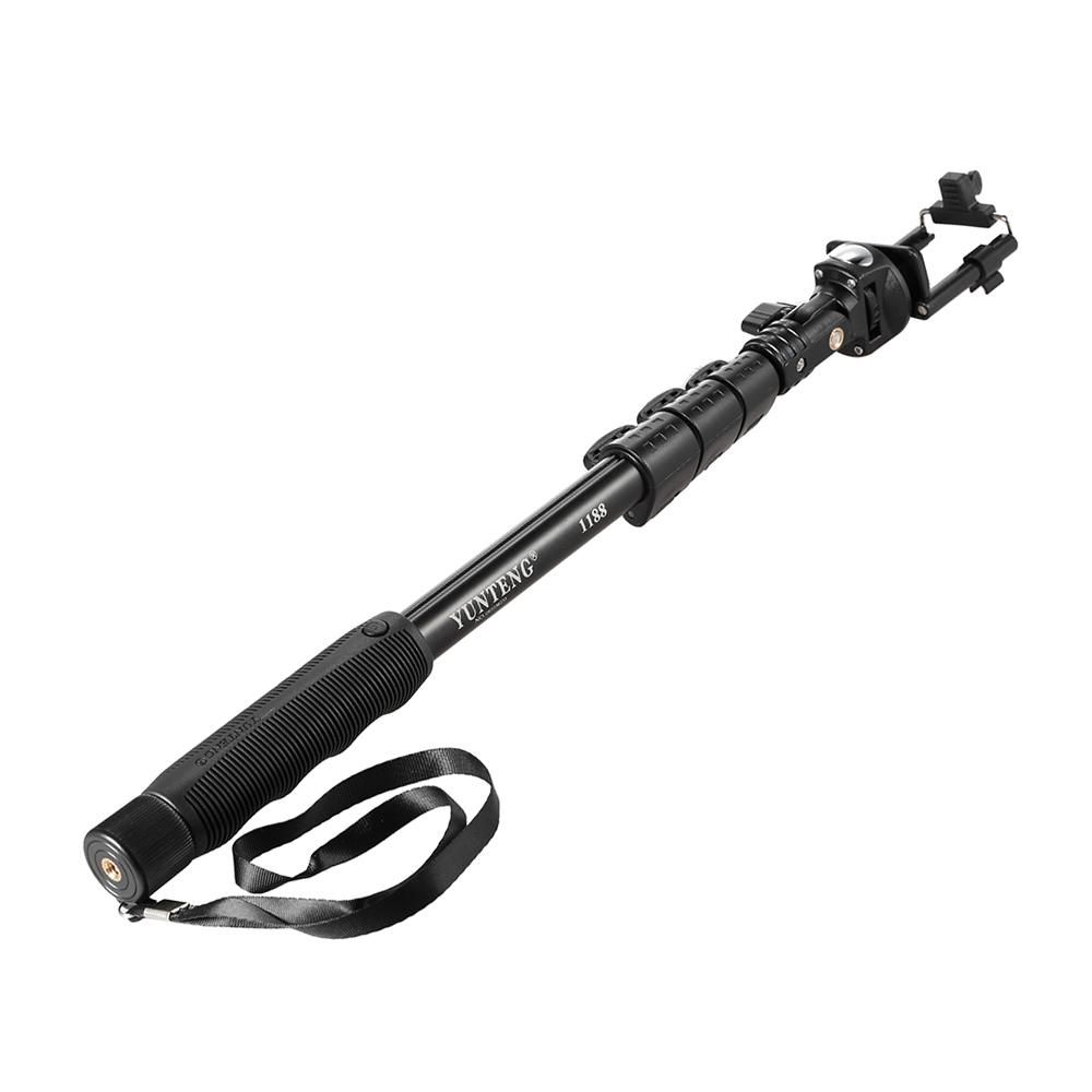 YUNTENG YT-1188 Wired Extendable Selfie Stick Pole Monopod Self-Timer Rod 1/4 Inch Screw 38cm-128cm Adjustable Length with Phone Holder