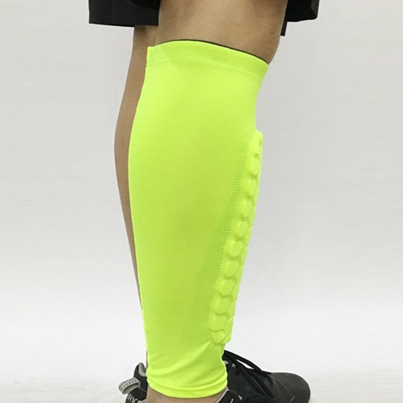 Football Anti-collision Leggings Outdoor Basketball Riding Mountaineering Ankle Protect Calf Socks Gear Protecter(Fluorescent Green Size: M)