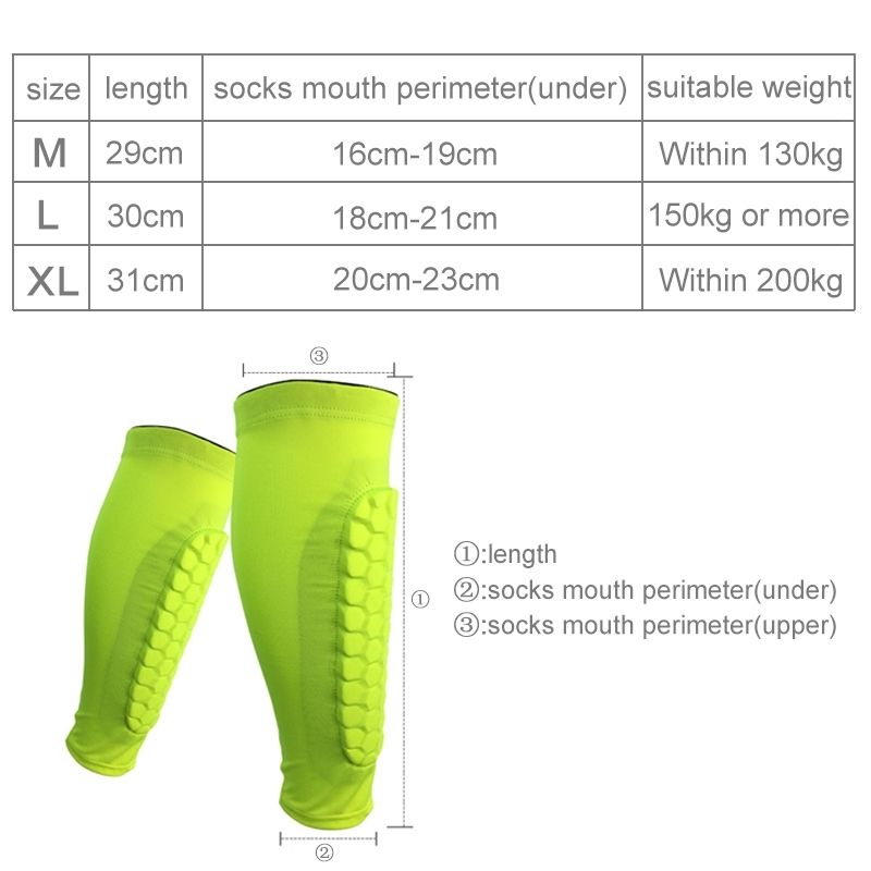 Football Anti-collision Leggings Outdoor Basketball Riding Mountaineering Ankle Protect Calf Socks Gear Protecter(Fluorescent Green Size: M)