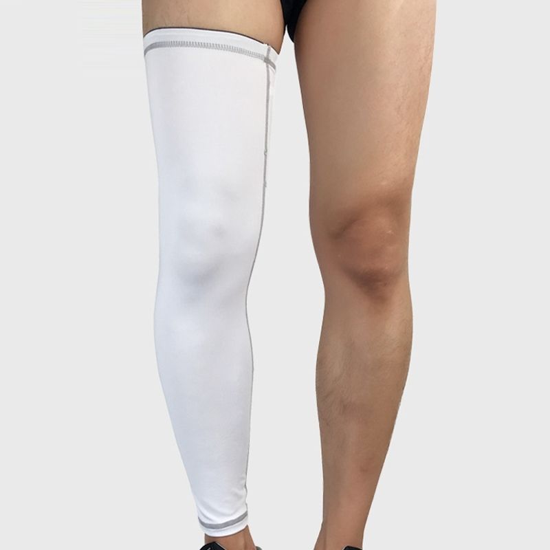 Outdoor Basketball Badminton Sports Knee Pad Riding Running Gear Long Breathable Protection Legs Pantyhose(White Size: XL)