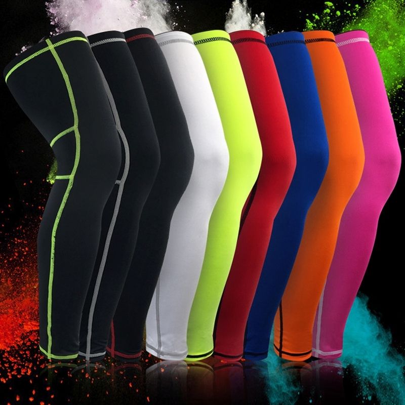 Outdoor Basketball Badminton Sports Knee Pad Riding Running Gear Long Breathable Protection Legs Pantyhose(White Size: XL)