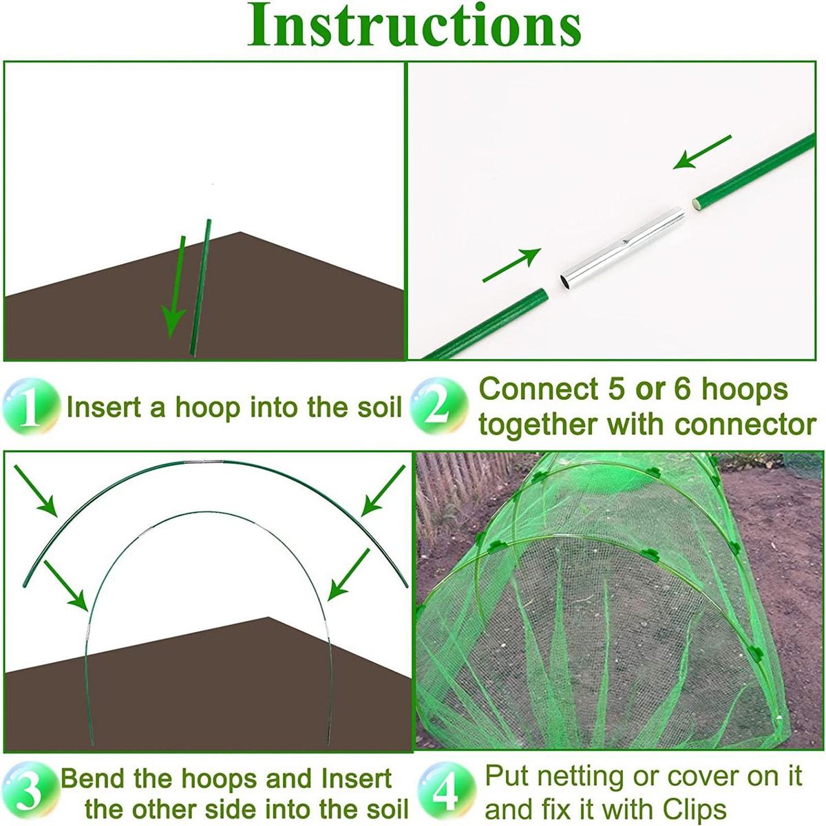 1 Set Plant Net Cover Plant Protector Arch Support Kit