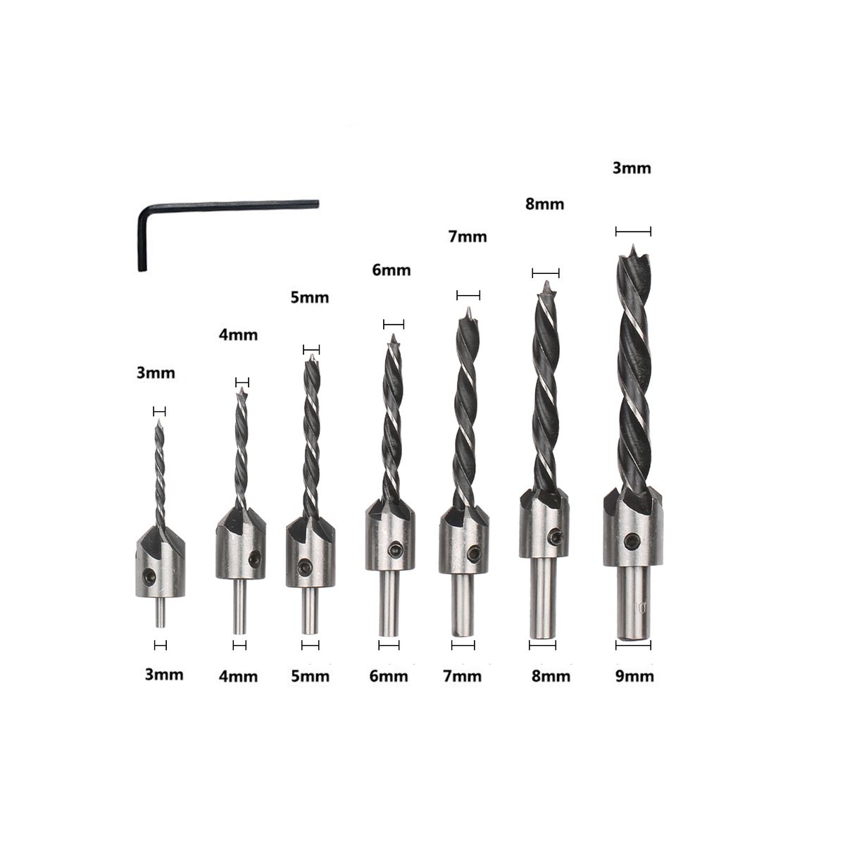 Woodworking Chamfer Drilling Tool 7pcs Three Pointed High