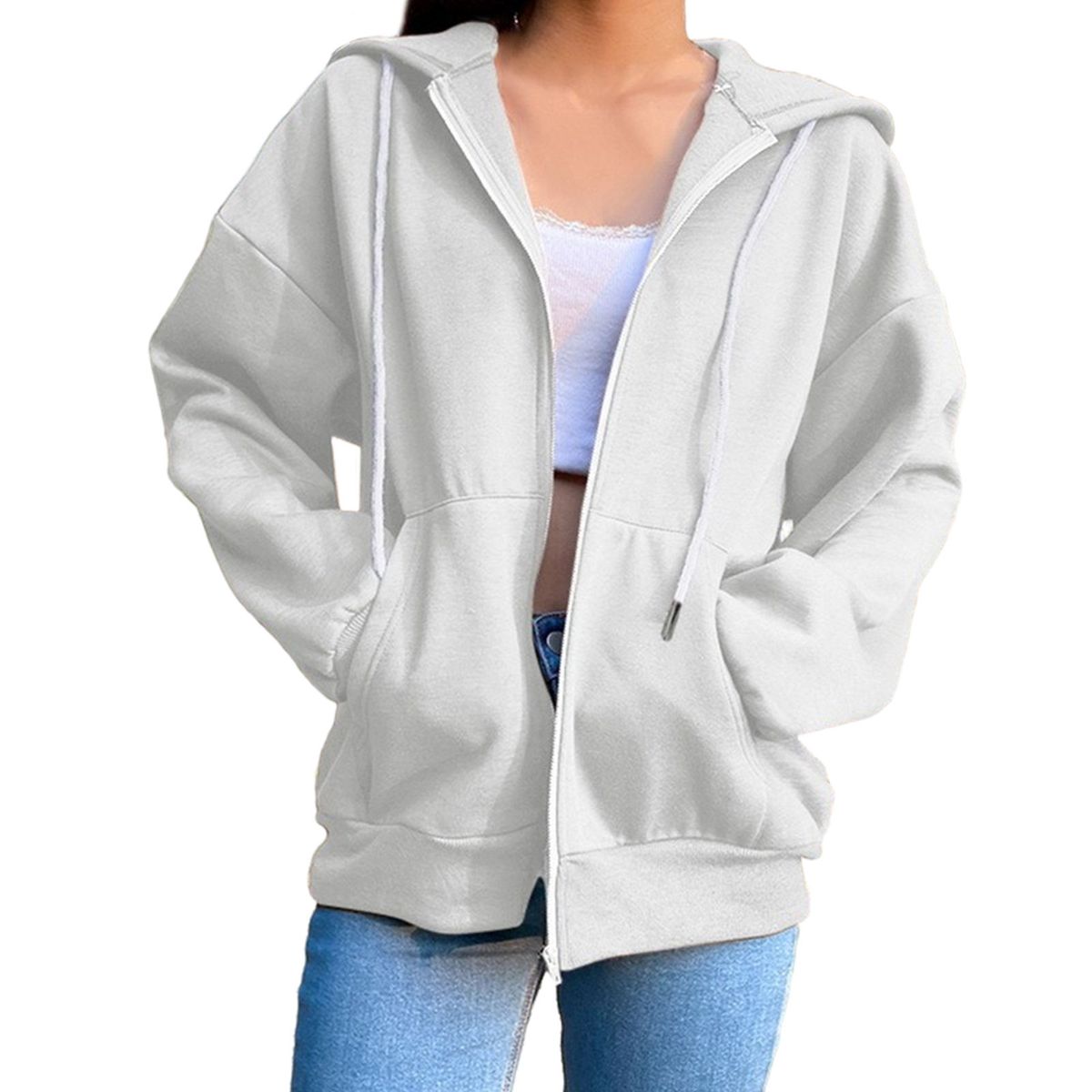 Jacket With Pocket Sweatshirt Long Hat Casual Jean For Travel Beige S