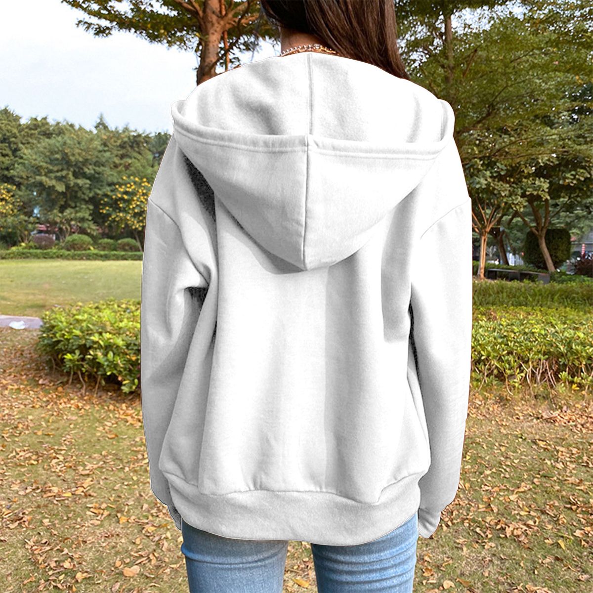 Jacket With Pocket Sweatshirt Long Hat Casual Jean For Travel Beige S