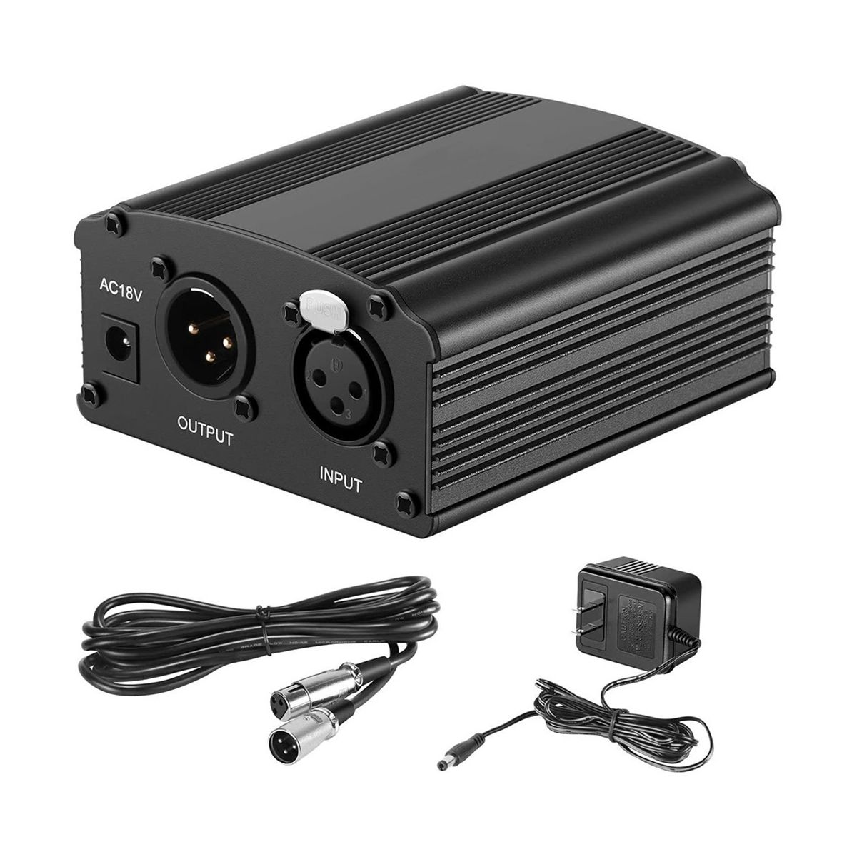 For 48V Phantom Power Bm 800 Microphone Supply with Adapter XLR Audio Cable for Any Music Recording Equipment US Plug