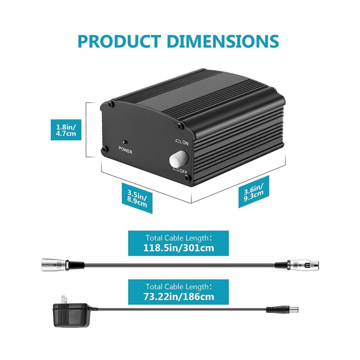 For 48V Phantom Power Bm 800 Microphone Supply with Adapter XLR Audio Cable for Any Music Recording Equipment US Plug