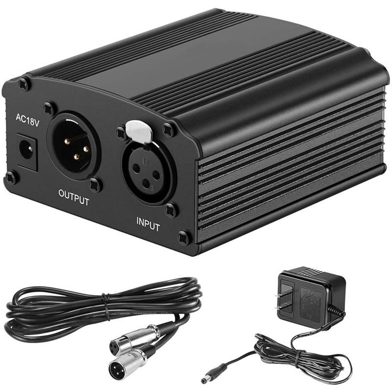 For 48V Phantom Power Bm 800 Microphone Supply with Adapter XLR Audio Cable for Any Music Recording Equipment US Plug