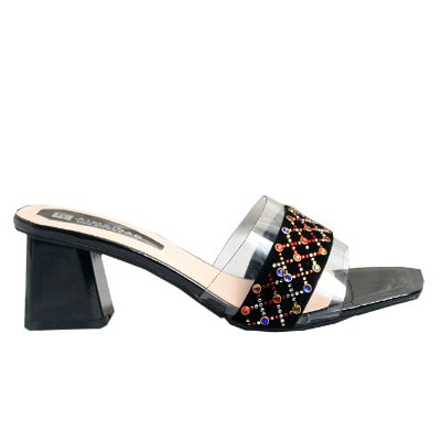 Beatrice Slipper With Rubber Transparent Section - Black