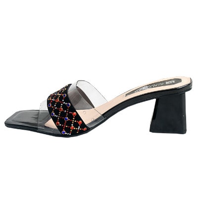 Beatrice Slipper With Rubber Transparent Section - Black