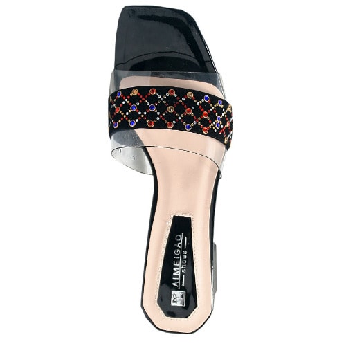Beatrice Slipper With Rubber Transparent Section - Black
