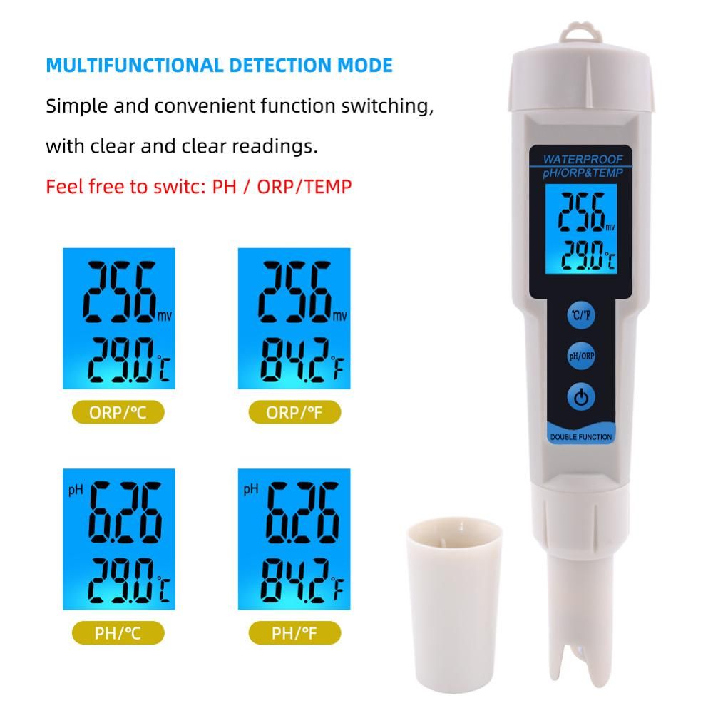 3 In 1 PH ORP TEMP Tester With Backlight Multi-parameter Digital Tri-Meter Water Quality Monitor