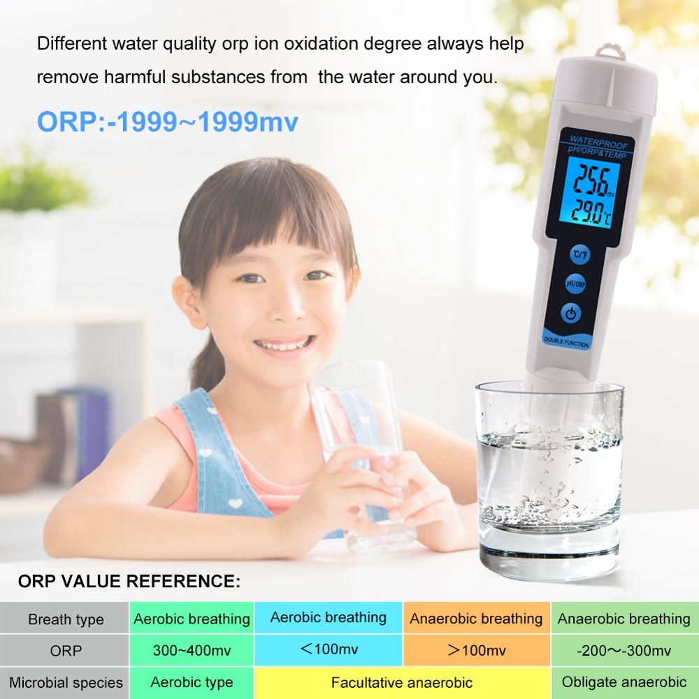 3 In 1 PH ORP TEMP Tester With Backlight Multi-parameter Digital Tri-Meter Water Quality Monitor