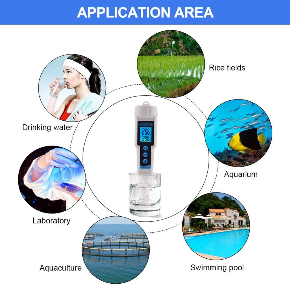 3 In 1 PH ORP TEMP Tester With Backlight Multi-parameter Digital Tri-Meter Water Quality Monitor