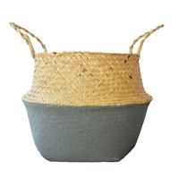 Seagrass Wickerwork Basket Rattan Foldable Hanging Flower Pot Planter Woven Dirty Laundry Hamper Storage Basket Holder Case