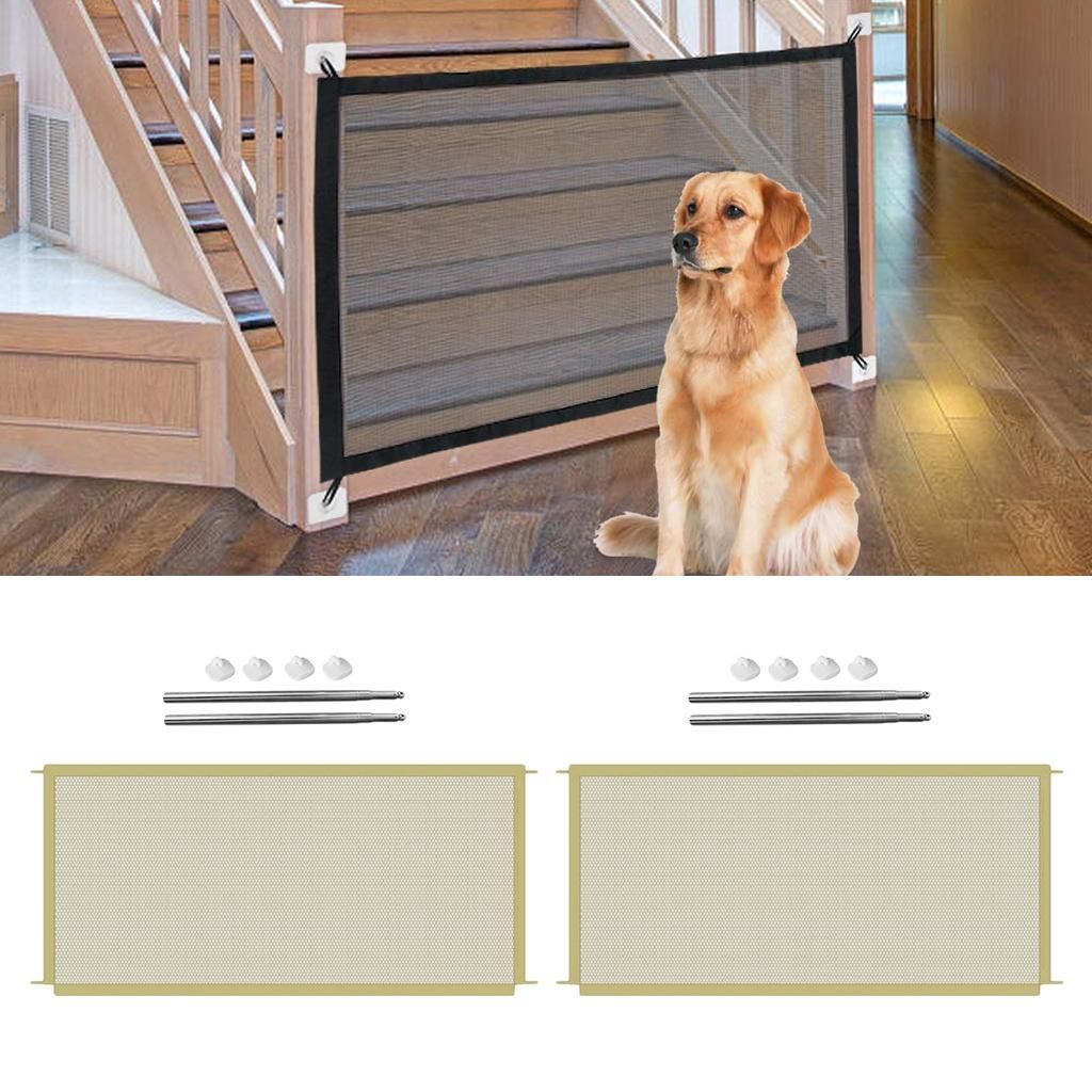2x Rectangle Pet Isolation Mesh Doorways Safety Fence To Play And Rest