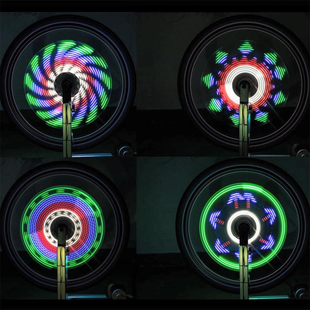64 LEDs Bicycle Wheel Lights High Resolution Bike Spoke Wheel Light Programmable Motor RGB Display Rechargeable Bicycle Wheel Hub Lamp