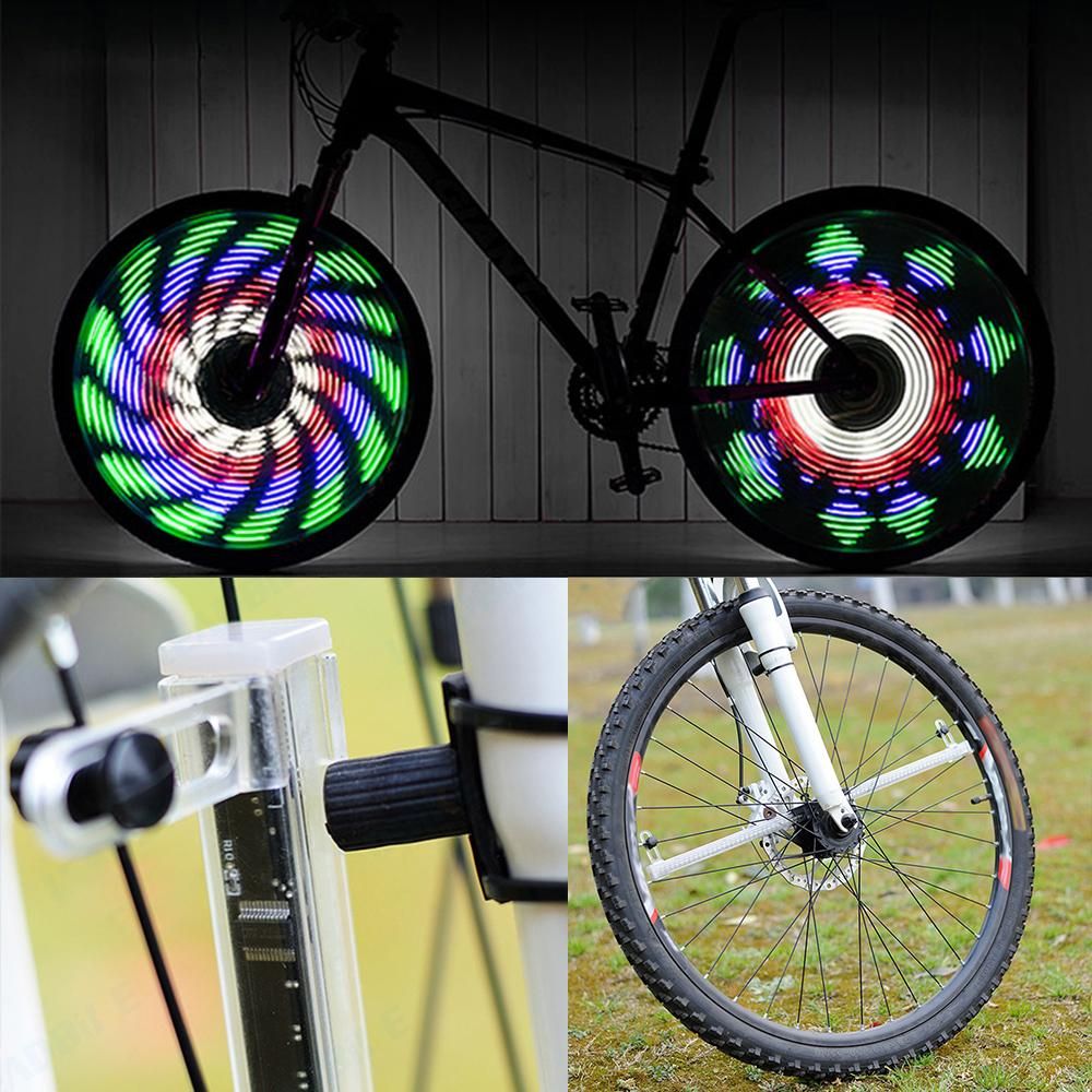 64 LEDs Bicycle Wheel Lights High Resolution Bike Spoke Wheel Light Programmable Motor RGB Display Rechargeable Bicycle Wheel Hub Lamp