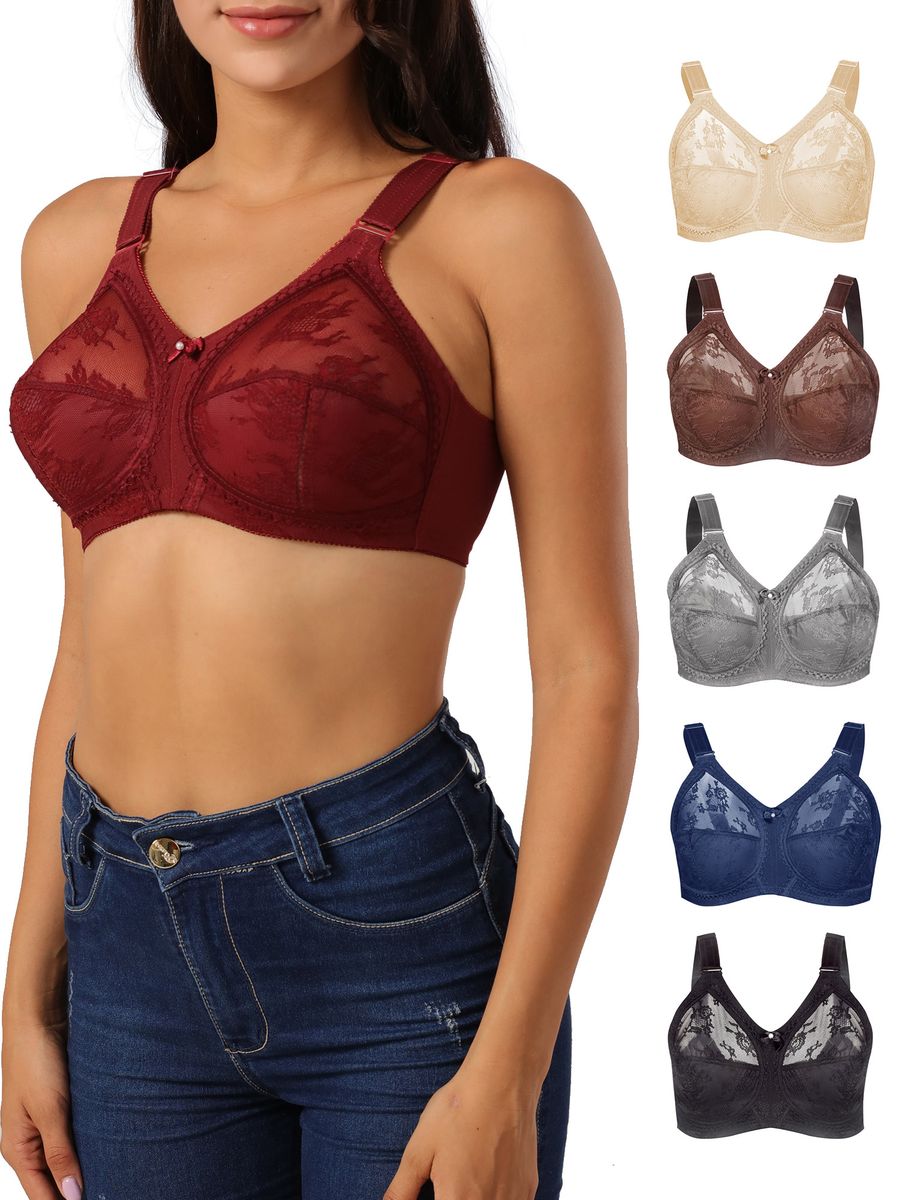 Women Plus Size Bra Full Coverage Wirefree Comfort Lace